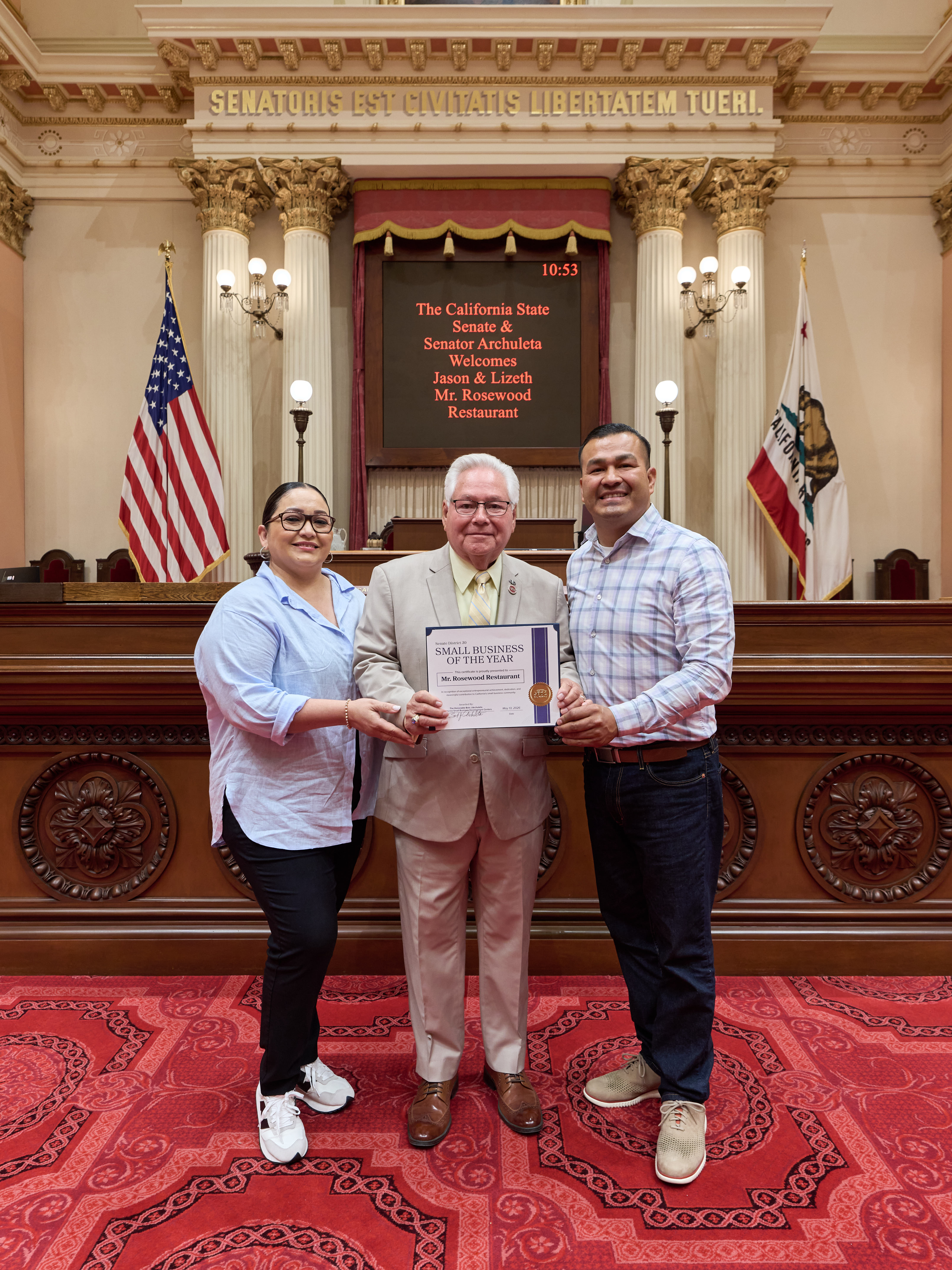 Sen. Archuleta honoring Mr. Rosewood Family Restaurant on the Senate Floor
