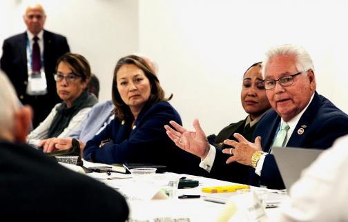 Senator Bob Archuleta pictured speaking during at a meeting of the Governor’s Military Council, of which he is a member.