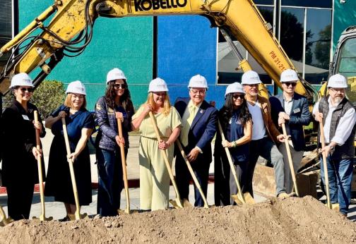 Senator Bob Archuleta is pictured (center) with Councilmembers and elected federal and state officials at the groundbreaking of The Walk, a new development in the City of Norwalk.