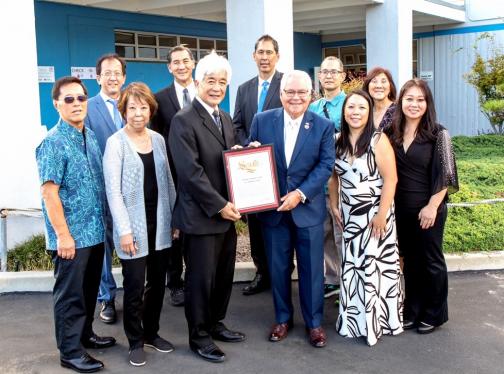 Senator Bob Archuleta pictured with members of the Southeast Japanese School and Community Center in Norwalk to celebrate its 100th Anniversary.