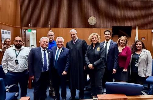 Senator Bob Archuleta is pictured with Chair of the Assembly Committee on Military and Veterans Affairs, Pilar Schiavo during a tour of the Veterans Treatment Courts in Los Angeles County.