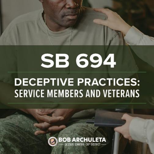 SB 694 Deceptive Practices: Service Members and Veterans Graphic