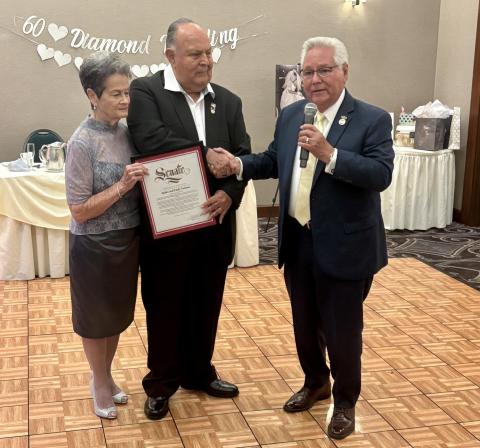 In recognition of a beautiful and enduring union that began when two high school sweethearts met at Montebello High School in 1963, and blossomed into 60 years of marriage rooted in love, devotion, and resilience.  Ruben and Emily Valencia were married on June 19, 1965, and just six months later, Ruben was drafted to serve his country in Vietnam. Despite the challenges of separation, their bond only grew stronger. Together, they built their first home in the City of Pico Rivera, where they continue to resid